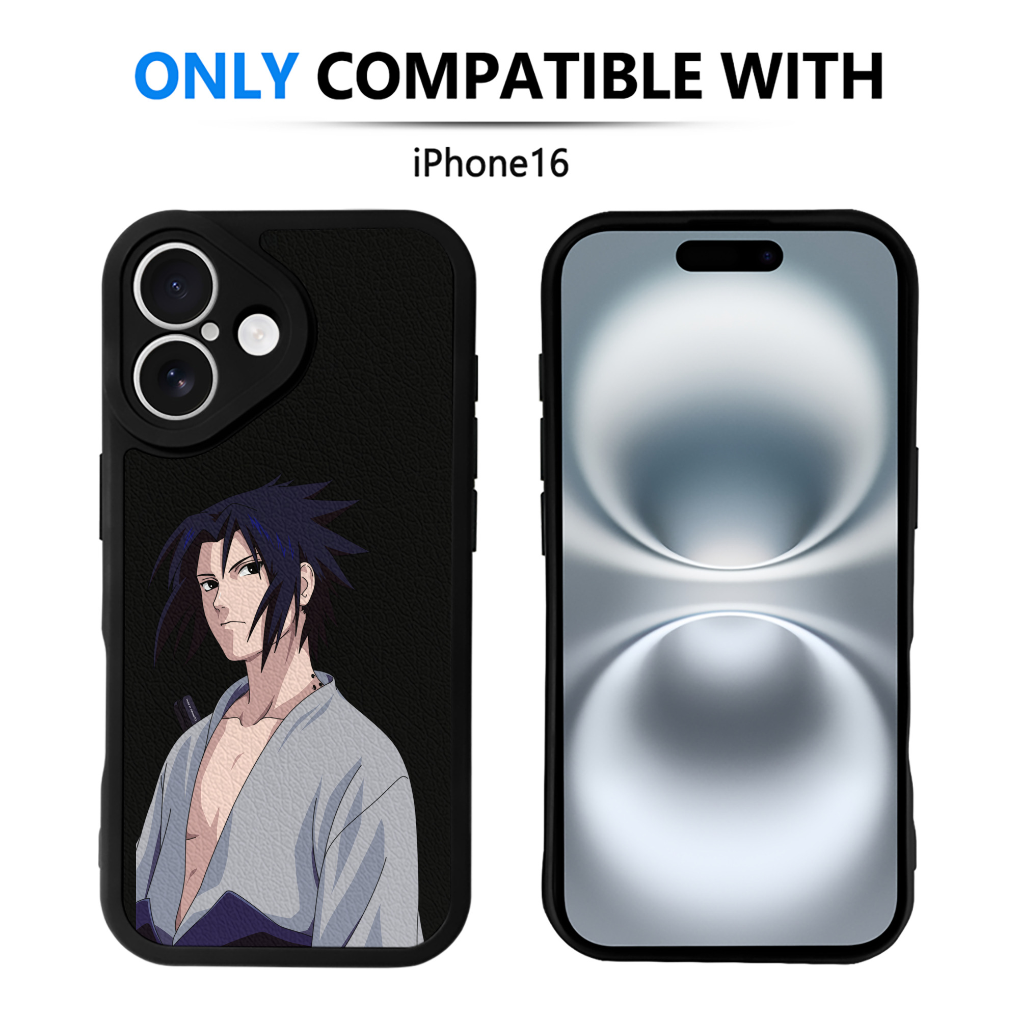 （画像用） NARUTO -ナルト- うちは サスケ Uchiha Sasuke 【iPhone 16シリーズ対応】シリコンスマホケース（レザー調） 材質：シリコン